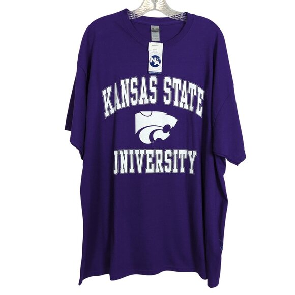 Gildan‎ heavy cotton Kansas State University Wildcats Purple T-Shirt Size 2XL - Picture 1 of 8